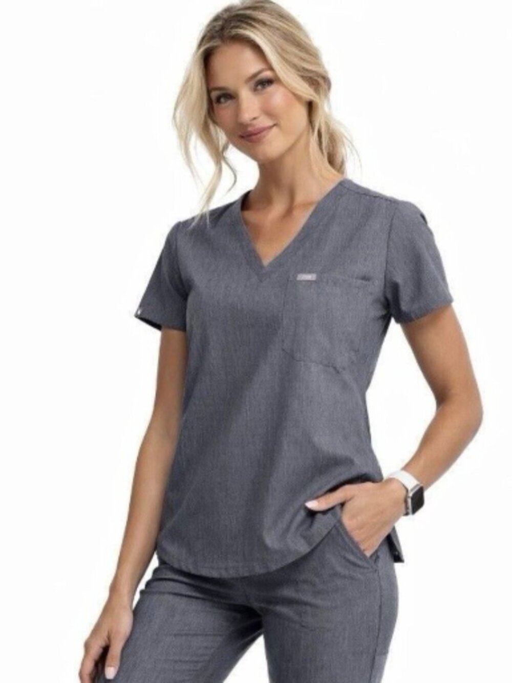 FIGS Scrub Top Womens Size XXL Catarina One Pocket FW1000 Heathered Gray